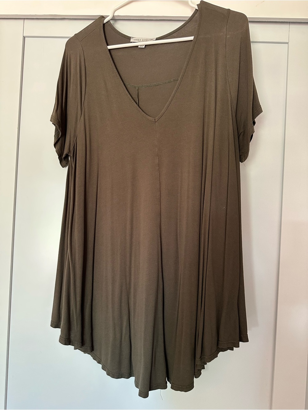 Green Envelope Olive V-Neck Swing Tunic